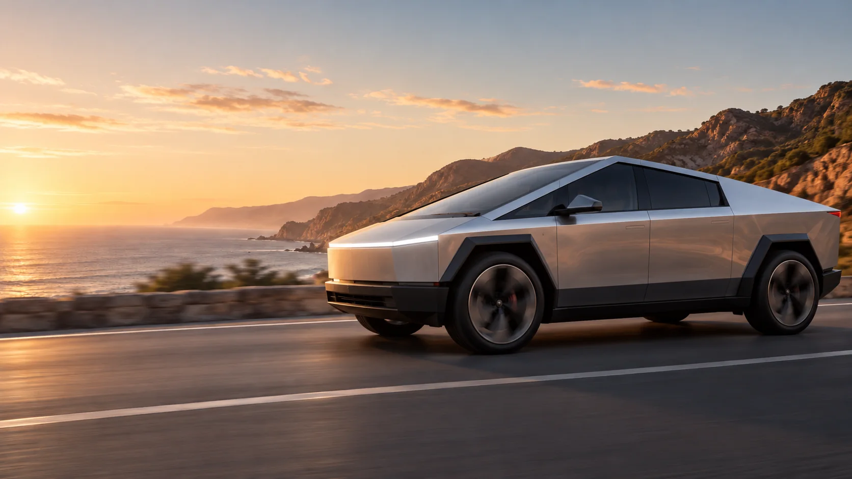 Illustration of a Movia rental crossover on a coastal California road